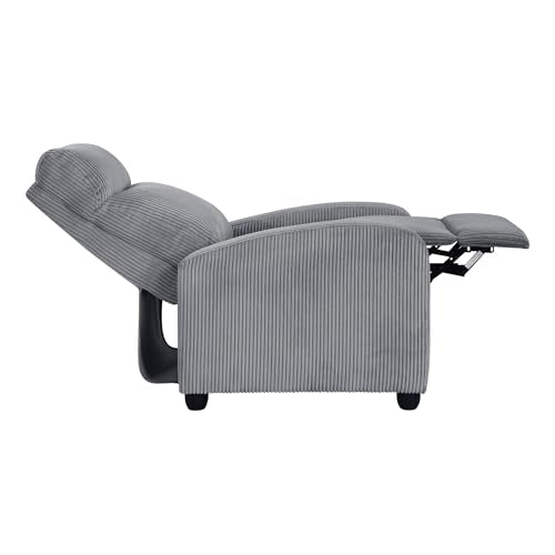 Lexicon Pushback Recliner Chair Armchair Push Back Recliner, Corduroy Chair with Solid Wood Frame and Metal Seat Base, Single Sofa Accent Chair for Living Room/Office/Apartment, Dark Grey Lexicon