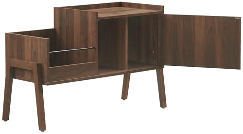 Crosley Furniture Luna Record Player Cabinet Turntable Stand, Storage for up to 175 Vinyl Records, Walnut Crosley Furniture
