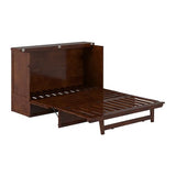 AFI, Tucson Queen Wood Murphy Bed Chest with 6" Mattress, Storage Drawer & Built-in USB Charger, Walnut AFI