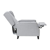 Taylor & Logan Maxfield Traditional Gray Fabric Upholstered Slim Wingback Recliner with Accent Nail Trim and Push Back Recline Taylor & Logan