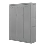 Ball & Cast Full Size Murphy Bed Wall Bed with Shelves and Mattress Holder,Wood Hideaway Cabinet Chest w/Slat Support,can be Folded,for Small Room,Dorms,Gray Ball & Cast