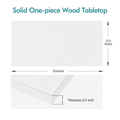 Kaboon 55x28 in White Tabletop, Wood Desktop One Piece, Table Top for Standing Desk, Laminate Wood Countertop, Reversible Wooden Tabletop Board for Kaboon