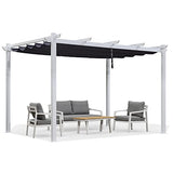 PURPLE LEAF 10' x 13' Outdoor Retractable Pergola Heavy-Duty Aluminum White Pergola with Sun Shade Canopy Patio Modern Shelter for Garden Yard Deck Grape Trellis, Navy Blue PURPLE LEAF