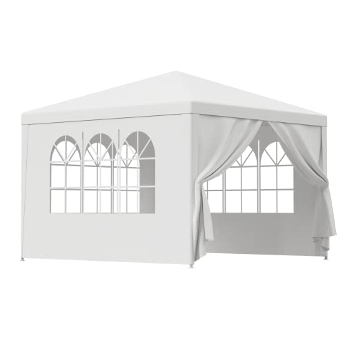 LEMY Party Tent,10'x10' Outdoor Gazebo Canopy Tent with Removable Sidewalls Windows,White Waterproof Heavy Duty Tent for Party,Wedding,Events,Beach,BBQ LEMY