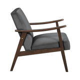 Lexicon Mid Century Modern Chair Velvet Accent Chair for Living Room Chair w/Solid Wood Armrests and Legs, Cushioned Seat and Backrest, Reading Chair and Lounge Chair for Bedrooms/Studios, Dark Grey Lexicon