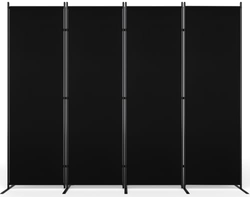 AKTOP 4 Panel Room Divider, 6FT Portable Wall Divider for Room Separation, 88"W Fabric Partition Room Dividers and Folding Privacy Screens, Freestanding Room Separators for Home Office Bedroom, Black AKTOP