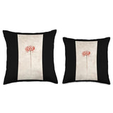 Minimalist Single Japanese Floral design Throw Pillow Abstract flower Botanical artwork Red bloom