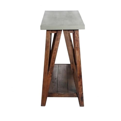 Brookside 52 in. Wide Console/Media Table, Industrial Design, Concrete-Coated Top, Solid Wood Base and Shelf, Functional Living Room Accent pc, Ideal for 32 in. TVs, 30 in. W x 15 in. D x 29 in. H Alaterre Furniture