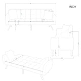 78" Modern Sofa Bed Futon,Convertible Sleeper Bed Couch with 4 Reclining Backrest,Comfy Velvet Cloud Sofa Loveseat for Living Room Bedroom Office (Grey) Anwick