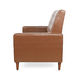 Christopher Knight Home Denison Tufted Loveseat Pushback Recliner - Faux Leather - Cognac Brown/Dark Espresso Christopher Knight Home