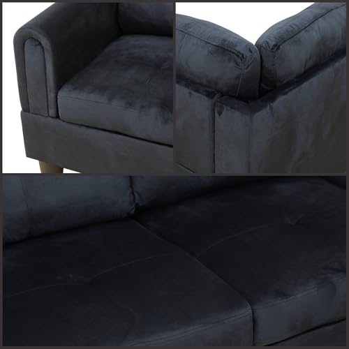 Trygoal L Shaped Couch Sectional Couches with Chaise and Storage Ottoman, 3 Pieces Modular Convertible Sofa for Living Room Furniture Sets and Small Apartment, Black Trygoal