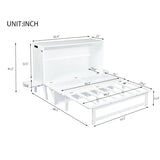 Ball & Cast Queen Size Murphy Bed W/ 2 USB Port & Power Outlets,Cabinet Bed W/Desk & 2 Removable Shelves,Wall Bed Frame for Home Office,Apartment,Guest Room,White Ball & Cast