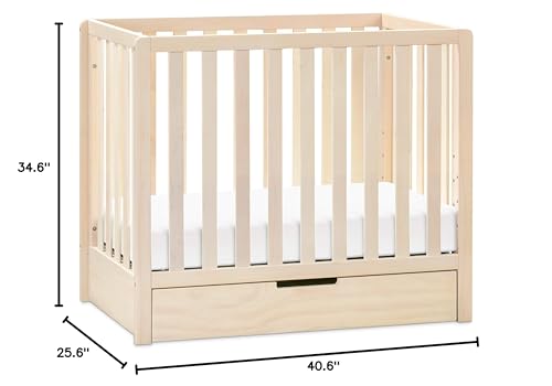 Carter's by DaVinci Colby 4-in-1 Convertible Mini Crib with Trundle Drawer in Washed Natural, Greenguard Gold Certified, Undercrib Storage