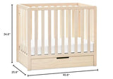 Carter's by DaVinci Colby 4-in-1 Convertible Mini Crib with Trundle Drawer in Washed Natural, Greenguard Gold Certified, Undercrib Storage DaVinci