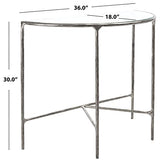 SAFAVIEH Couture Home Collection Jessa Silver Metal/Tempered Glass Top Half Moon Entryway Living Room Console Table (Fully Assembled) SAFAVIEH