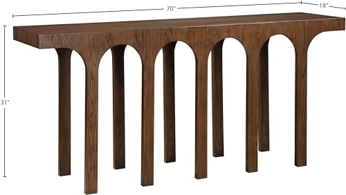 Meridian Furniture 99076Brown-T Westfield Collection Art Deco Console Table with Rich Brown Finish, Oak Veneer, Mixture of Solid Wood and MDF, 70" W x 18" D x 31" H, Brown Meridian Furniture