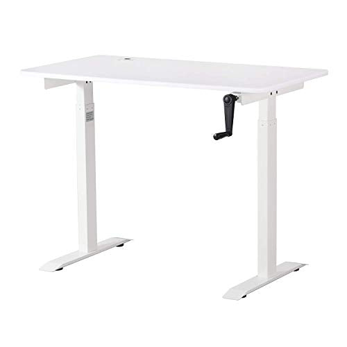 UNICOO Crank Adjustable Height Standing Desk, Adjustable Sit to Stand-up Home Office Desk, Computer Table, Portable Writing Desk (White Top/White Frame - NTCSET-01-WW) UNICOO