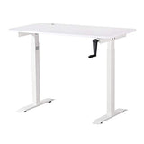 UNICOO Crank Adjustable Height Standing Desk, Adjustable Sit to Stand-up Home Office Desk, Computer Table, Portable Writing Desk (White Top/White Frame - NTCSET-01-WW) UNICOO