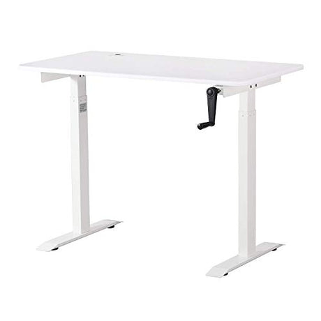 UNICOO Crank Adjustable Height Standing Desk, Adjustable Sit to Stand-up Home Office Desk, Computer Table, Portable Writing Desk (White Top/White Frame - NTCSET-01-WW) UNICOO
