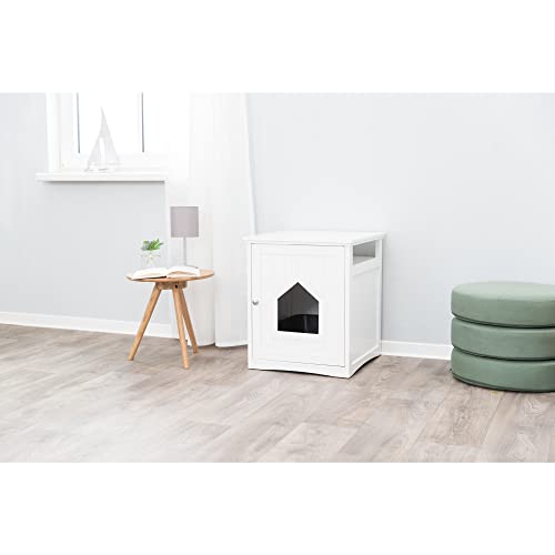 TRIXIE Furniture Style Litter Box Enclosure with Shelf, Indoor Pet Home, White TRIXIE