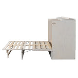 YOPTO Full Size Murphy Bed Chest,Folding Storage Wall Bed with Large Drawers,USB Ports & 2 Three-Prong Outlets,Hidden Cabinet Platform Bed W/Wood Slats Support,for Bedroom,Guest Room,Brushed White YOPTO