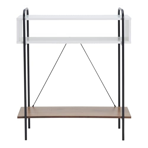 Furniture of America Alyia Modern 36 inch High Console Table with Storage Shelves and Metal Frame Legs for Living Room, Entryway, Hallway, Office, Corridor, Foyer, White Pure & Distressed Oak Furniture of America