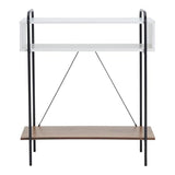Furniture of America Alyia Modern 36 inch High Console Table with Storage Shelves and Metal Frame Legs for Living Room, Entryway, Hallway, Office, Corridor, Foyer, White Pure & Distressed Oak Furniture of America