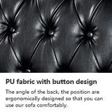 AVZEAR 60" Loveseat Sofa, Chesterfield Sofa, Mid-Century Modern PU Upholstered 2 Seater Sofa, Deep Button Tufted Living Room Sofa with Two Throw Pillows, Black AVZEAR