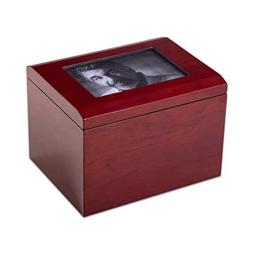 Deering Moments Solid Wood Cremation Urn with Picture Frame, up to 260lb - WoodArtSupply