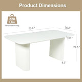 RGZ 71" Modern Cream White Oval Kitchen Table, Dining Table for 4-6 People, Easy to Assemble Accent Oval Dinner Room Table with White Ripple Legs for Home, Apartment, Dining Room, Kitchen RGZ