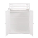 Harper & Bright Designs Twin Loft Bed with Desk and Wardrobe, Solid Wood Loft Bed Frame with Storage Drawers, for Kids Teens Adults (Twin Size, White) Harper & Bright Designs