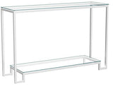 Cortesi Home Reef Contemporary 2 Shelf Glass Console Table, Silver Cortesi Home