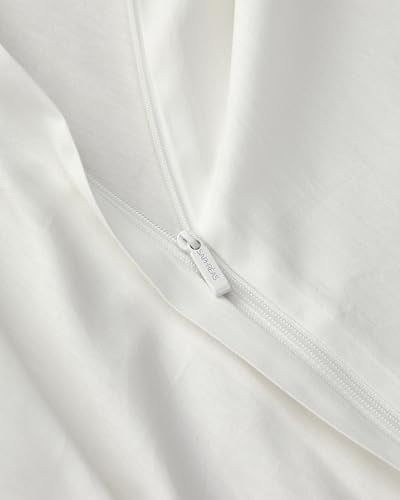 SAPHREAS White Duvet Cover Set Twin Size 100% Cotton, Soft Bedding Comforter Cover Organic with Zipper Closure & Corner Ties, Comforter Not Included SAPHREAS