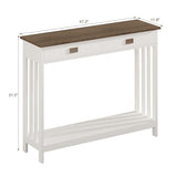 ChooChoo Farmhouse Long Entryway Table with Drawer, Mission Narrow Console Sofa Table with Storage, for Entryway,Living Room and Hallway, 47 Soft White and Brown ChooChoo