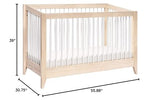 Babyletto Sprout 4-in-1 Convertible Crib with Toddler Bed Conversion Kit in Washed Natural and White, Greenguard Gold Certified babyletto