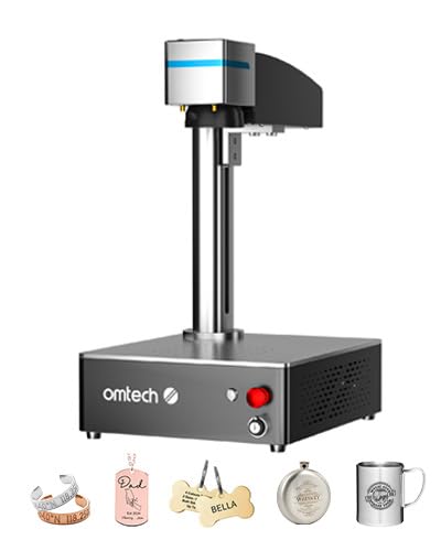 OMTech 50W Fiber Laser Engraver | 5.9"x5.9" Marking Area | Max. Marking Depth 0.1mm | LightBurn Compatible | Dual Red Dot Locator | 100,000+ Hours Lifespan | Professional for Metal, Aluminum, Steel OMTech