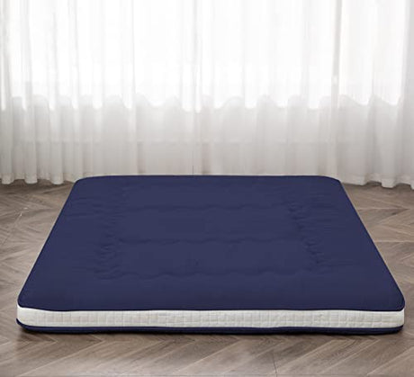 Dr.Futon Japanese Floor Futon Mattress Extra Thick Folding Roll Up Bed Topper Mat for Guest,Lounger and Tavel Dr.Futon