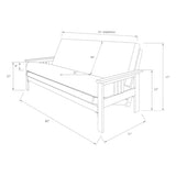 HomeStock Full Size Futon Frame with Mattress - Convertible Sofa Bed - Antique White Linen Aqua/Without Storage Drawers HomeStock