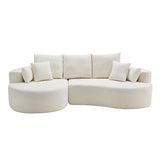 Merax 106" Fabric Cloud Curved Sofa 2 Piece Sectional Sofa with Chaise and 7 Pillows for Living Room Apartment Bedroom, Full-Compressed No Assembly Required (Snow White) Merax