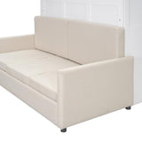 LZ LEISURE ZONE Queen Size Murphy Bed, Wooden Queen Murphy Wall Bed with Cushion and Sofa, for Home Office or Small Room, White LZ LEISURE ZONE