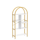 YITAHOME 5-Tier Gold Arched Bookshelf - Elegant White & Gold Storage Rack for Home, Office, and Living Space YITAHOME
