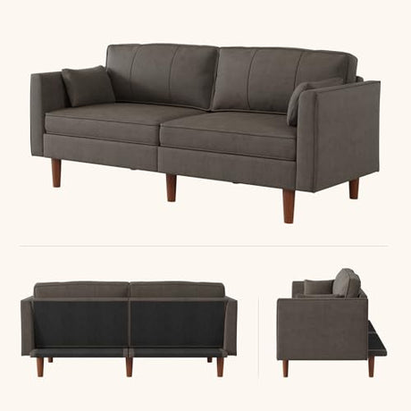 ONBRILL 71" Futon Sofa Bed,Convertible Sleeper Couch with Adjustable Backrest, Folding Loveseat for Apartment, Living Room, Office, Faux Leather,Brown ONBRILL