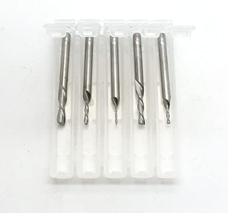 TEMO 5 pc Downcut Inlay Router Bits Set: 1/8 Inch, 3/32 Inch, 1/16 Inch, 3/64 Inch, and 1/32 Inch with Carbide CNC Router Bit End Mill, Ideal for Wood Carving, Slot Mortise, Engraving, Grinding TEMO
