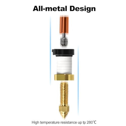 Creality Ender 3 V3 KE Ceramic Hotend Kit 300°C High Temperature Heating Block 3D Printer Parts All Metal High Thermal Conductivity Extruder Hot End Replacement with 2Pcs 0.4 Nozzles