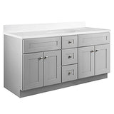 Design House Brookings 60 Inch Bathroom Vanity, Ready to Assemble, Solid Wood, Sherwin Williams® Gray, 599019-GRY Design House
