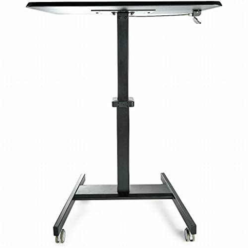StarTech.com Mobile Standing Desk - Portable Sit Stand Ergonomic Height Adjustable Cart on Wheels - Rolling Computer/Laptop Workstation Table with Locking One-Touch Lift for Teacher/Student (STSCART2) StarTech.com
