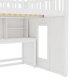Bellemave Full Loft Bed with Stairs and Movable Desk and Shelves, Wood Loft Bed with Storage Stairs for Kids, Teens, Adults, White Bellemave