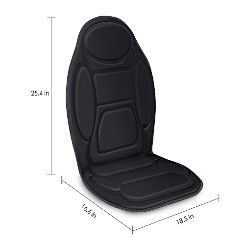 Snailax Massage Seat Cushion - Back Massager with Heat, 6 Vibration Massage Nodes & 2 Heat Levels, Massage Chair Pad for Home Office Chair，Black Snailax