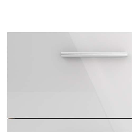 Home Square Contemporary Style 4 Piece Bedroom Set with Two Nightstands, 8 Drawer Double Dresser and 4 Drawer Chest in Oak and White Gloss Home Square