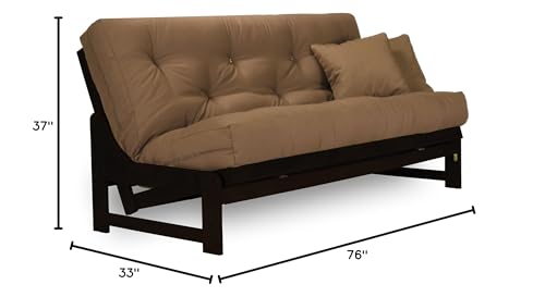 Nirvana Futons Arden Armless Dark Espresso (Near Black) Wood Futon Frame Only, Full or Queen Size - Solid Hardwood Sofa Bed Frame, Space Saving Design Ideal for Small Rooms